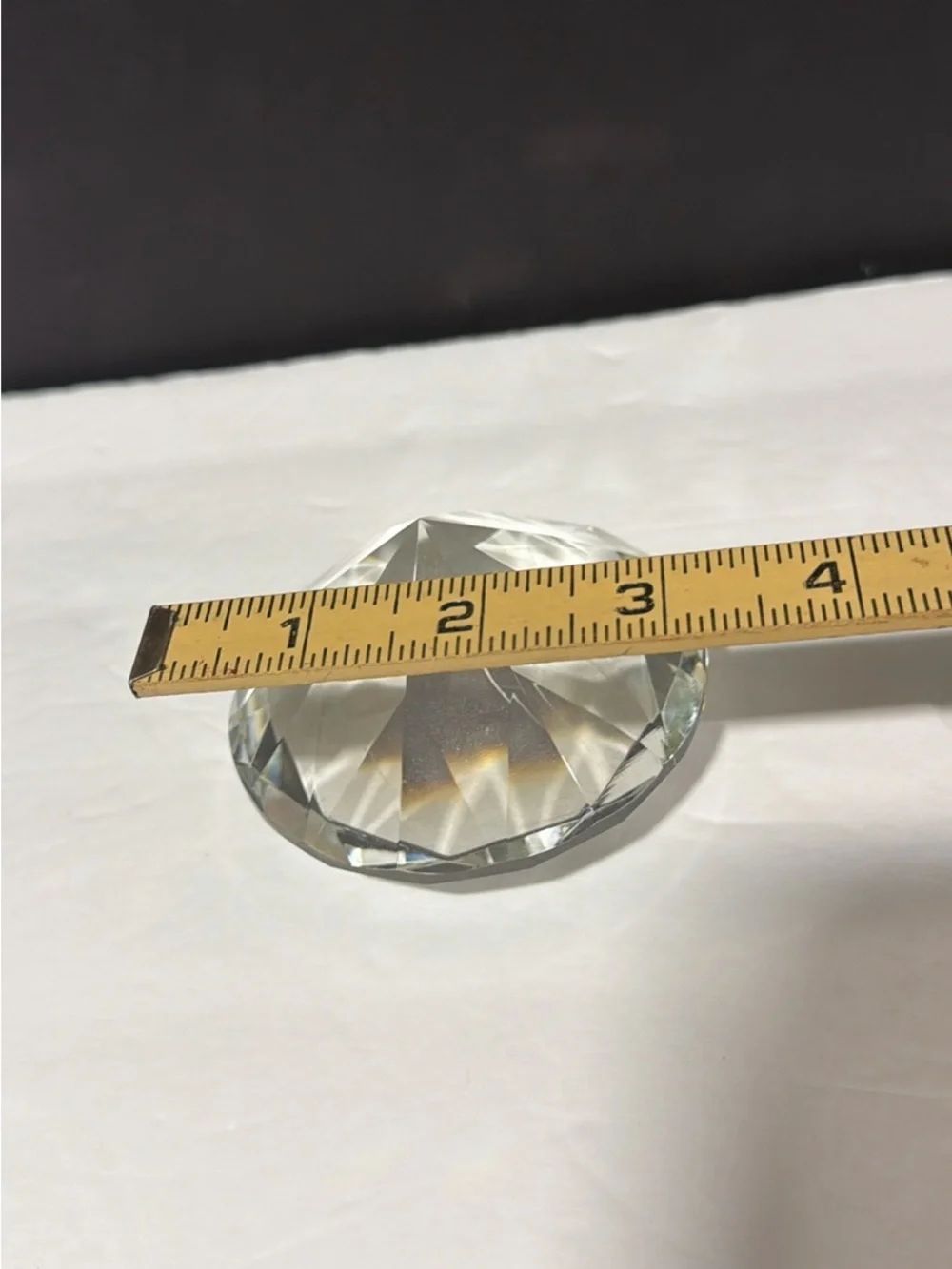 Diamond crystal clear glass paperweight, photography lens